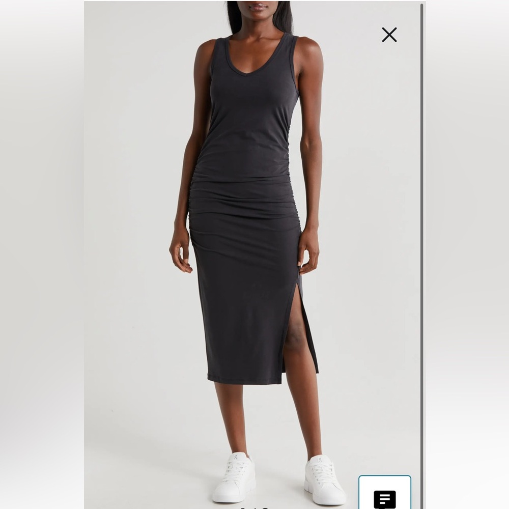 Beyond Yoga Ruched Black Sleeveless Dress - Picture 2 of 7